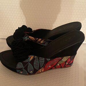 Italina Black Floral Women's Mules